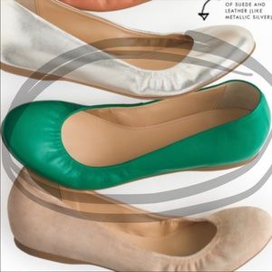 J Crew Cece Ballet Flats in Green